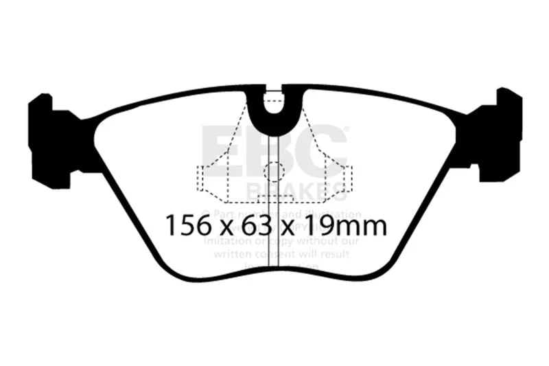 EBC 92-95 BMW M3 3.0 (E36) Redstuff Front Brake Pads - Side View