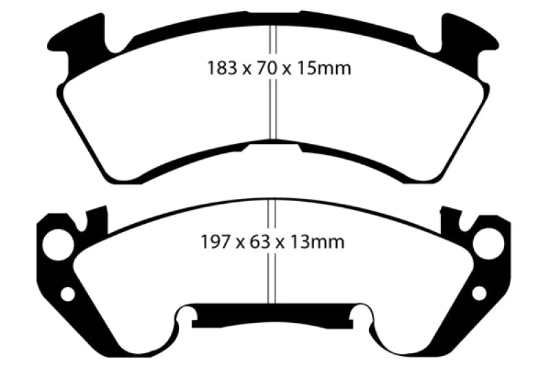 EBC 92-96 Chevrolet Caprice 4.3 Police Redstuff Front Brake Pads - Side View