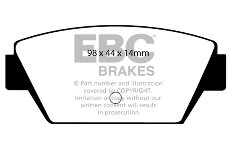 EBC 93-94 Eagle Talon 1.8 Ultimax2 Rear Brake Pads - Side View