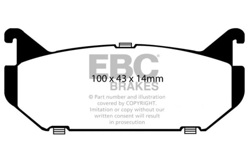 EBC 93-97 Ford Probe 2.0 16v Greenstuff Rear Brake Pads - Side View