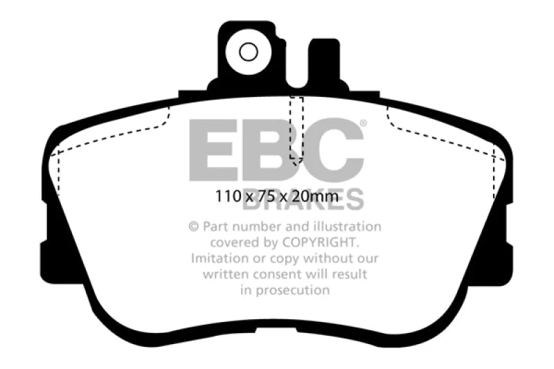 EBC 94-95 Mercedes-Benz C220 (W202) 2.2 Redstuff Front Brake Pads - Side View