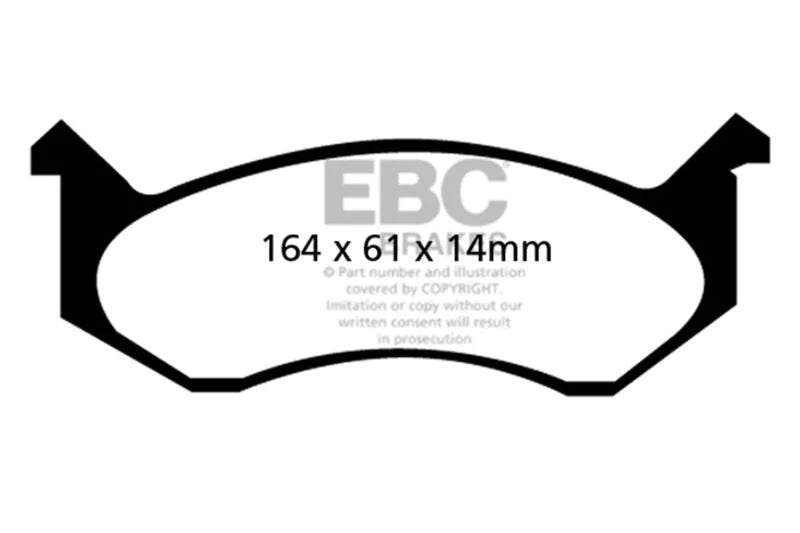 EBC 96-97 Dodge Ram Van B1500 Ultimax2 Front Brake Pads - Side View