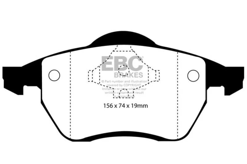 EBC 96-98 Audi A4 1.8 Turbo (B5) Ultimax2 Front Brake Pads - Side View