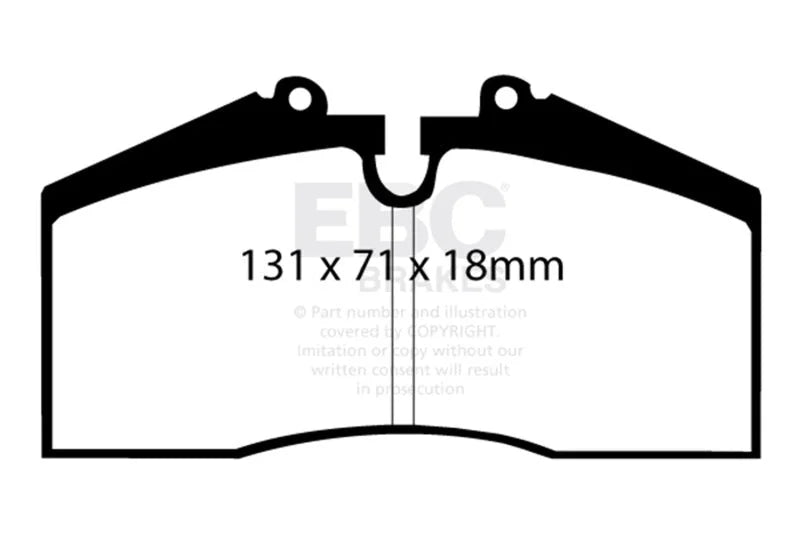 EBC 96-98 Porsche 911 (993) 3.6 Carrera 4S Yellowstuff Rear Brake Pads - Side View