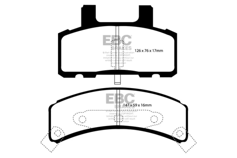 EBC 97-99 Cadillac Deville 4.6 (Rear Drums) Ultimax2 Front Brake Pads - Main Product View