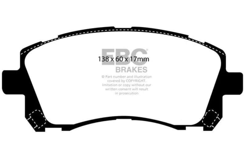 EBC 98-02 Subaru Forester 2.5 Redstuff Front Brake Pads - Side View