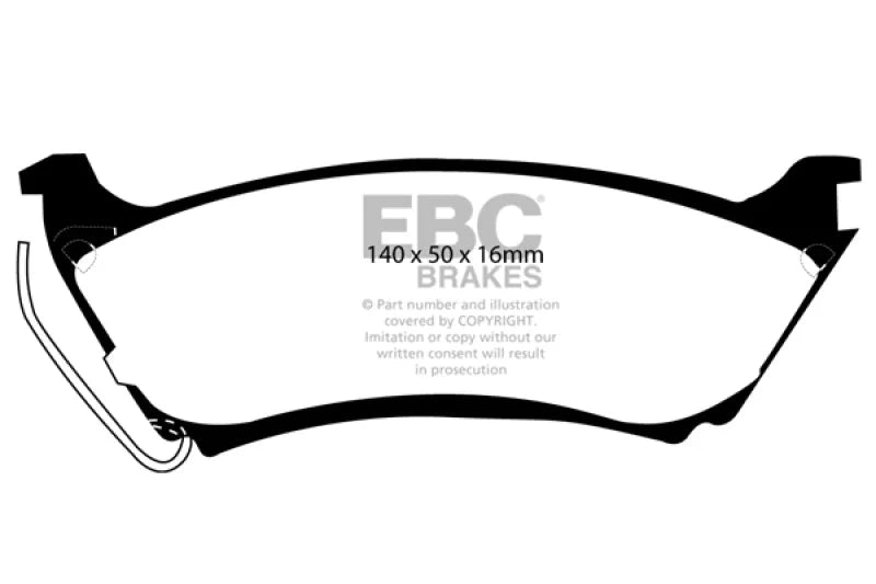 EBC 98 Mercedes-Benz M-Class (ML) ML320 3.2 Redstuff Rear Brake Pads - Side View