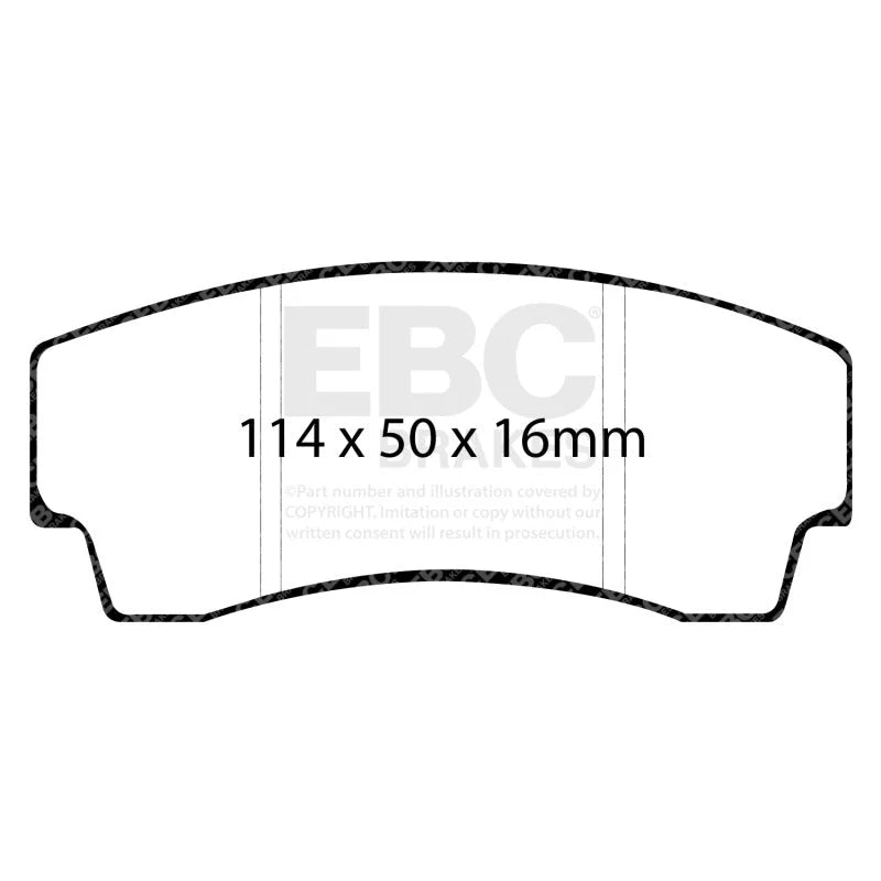 EBC 99-02 Noble M12 2.6 Twin Turbo Yellowstuff Rear Brake Pads - Side View