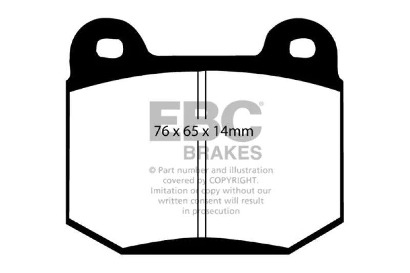 EBC 99-03 Mitsubishi Lancer Evolution 2.0 Turbo Redstuff Rear Brake Pads - Side View