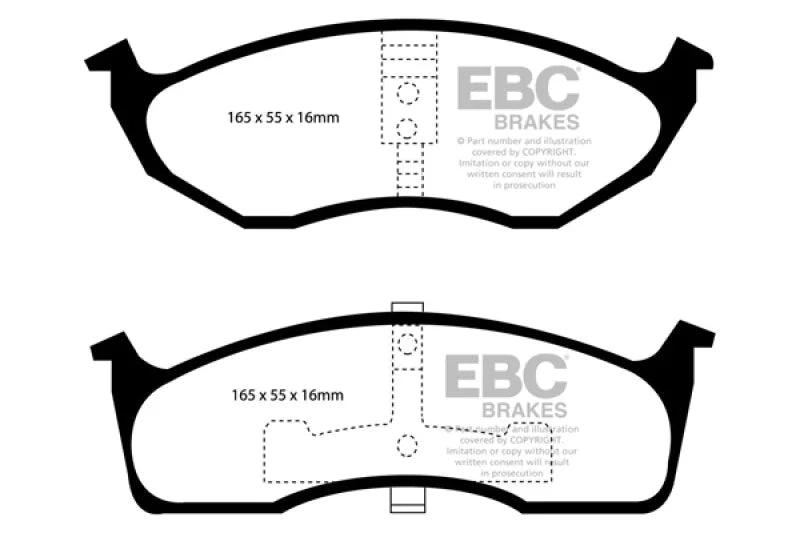EBC 99-04 Chrysler 300M 3.5 Redstuff Front Brake Pads - Main Product View