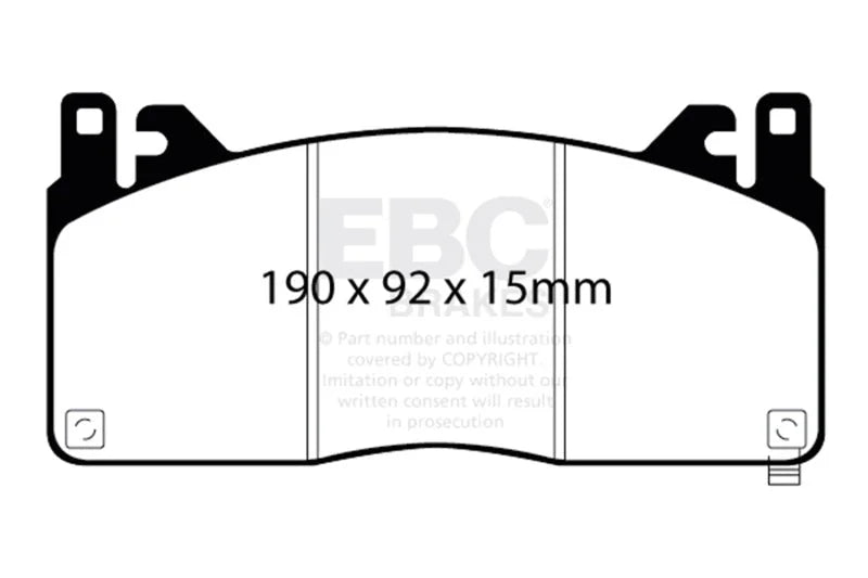 EBC Bluestuff Front Brake Pads fits 2015-2022 Ford Mustang GT350 - Side View