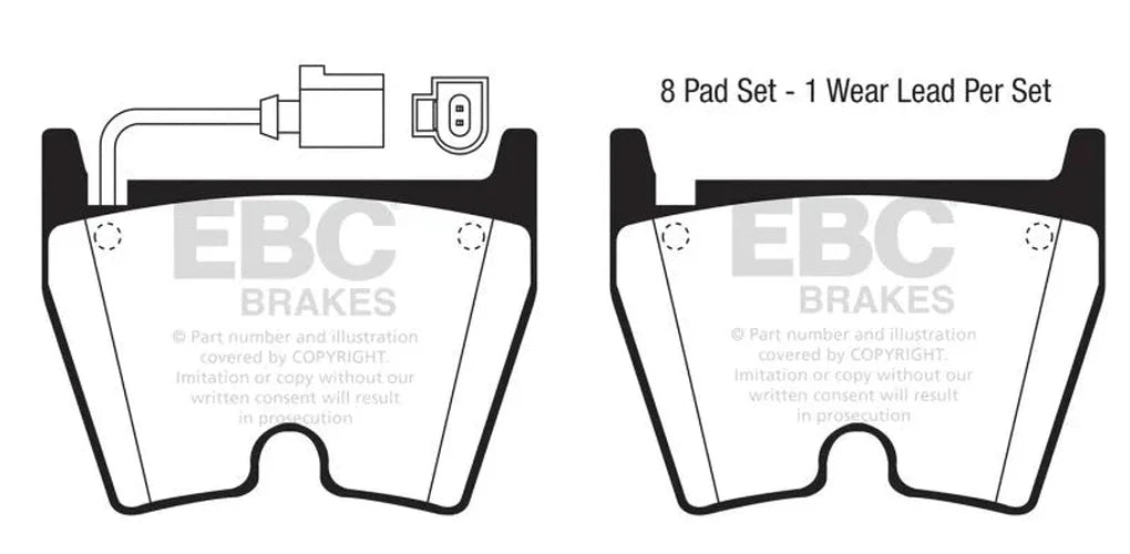 EBC 2018+ Audi TT RS Quattro 2.5L Turbo Bluestuff Front Brake Pads - Side View