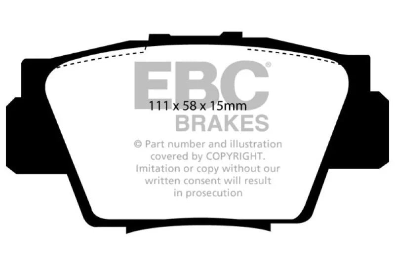 EBC DP4873R Yellowstuff Rear Brake Pads fits 1991-2005 Acura NSX - Main Product View