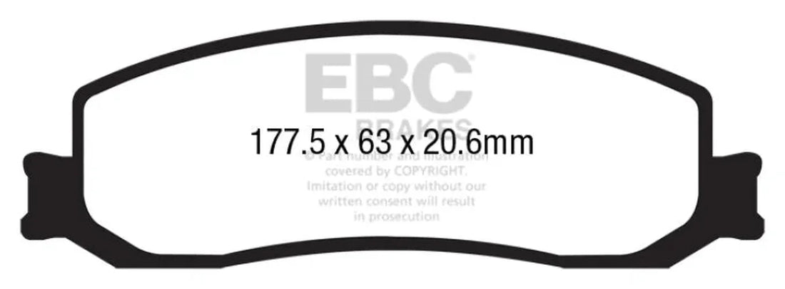 EBC 12 Ford F350 (inc Super Duty) 6.2 DRW 2WD Greenstuff Front Brake Pads - Side View