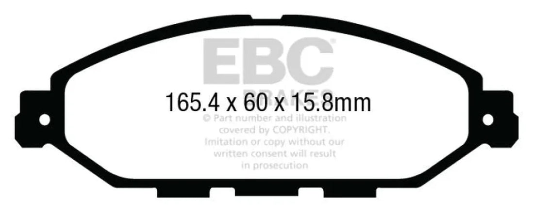 EBC 14+ Infiniti QX60 3.5 Greenstuff Front Brake Pads - Side View