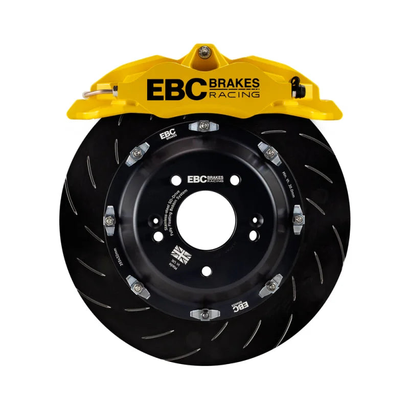 EBC Racing 12-21 Subaru BRZ/Toyota GT86 Yellow Apollo-4 Calipers 330mm Rotors Front Big Brake Kit - Side View