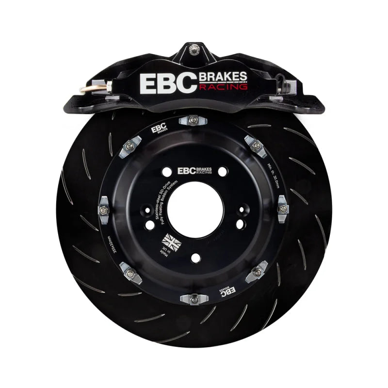 EBC Racing Black Apollo-4 Calipers 330mm Rotors Front Big Brake Kit fits 2012-2021 Subaru BRZ / Toyota GT86 - Side View