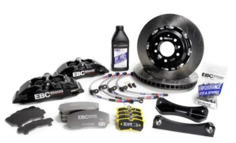 EBC Racing Black Apollo-4 Calipers 355mm Rotors Front Big Brake Kit (E46) fits 2001-2006 BMW M3 E46 - Side View