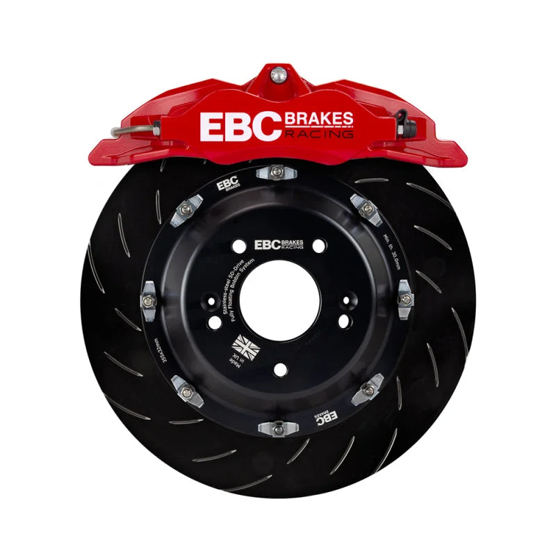 EBC Racing (Mk3) Red Apollo-4 Calipers 355mm Rotors Front Big Brake Kit fits 2013-2018 Ford Focus ST - Side View