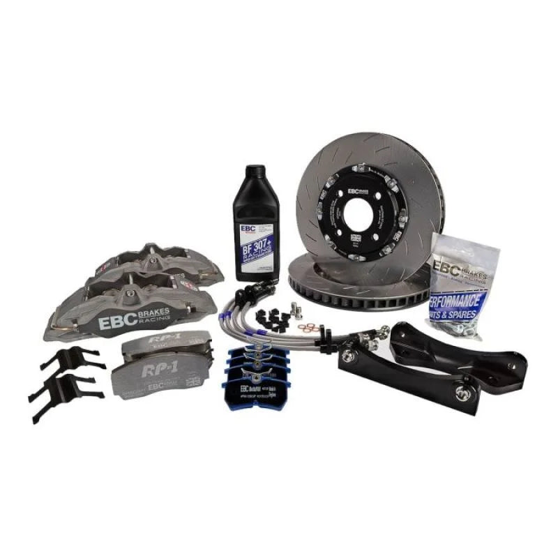 EBC Racing Supercup Anodized Apollo-4 Calipers 330mm Rotors Front Big Brake Kit fits 2006 BMW 1-series - Side View