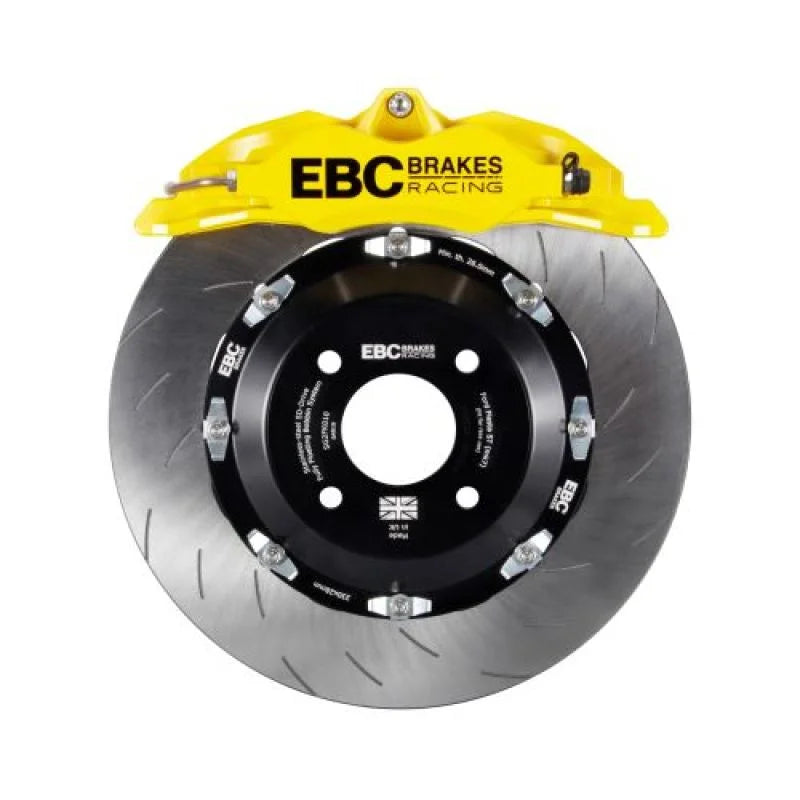 EBC Racing Yellow Apollo-4 Calipers 300mm Rotors Front Big Brake Kit fits Ford Fiesta / 2014-2017 Ford Fiesta ST - Side View