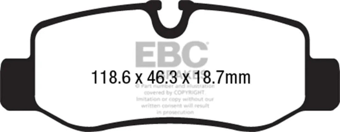 EBC 16+ Mercedes-Benz Commercial Metris Van Ultimax Rear Brake Pads - Side View
