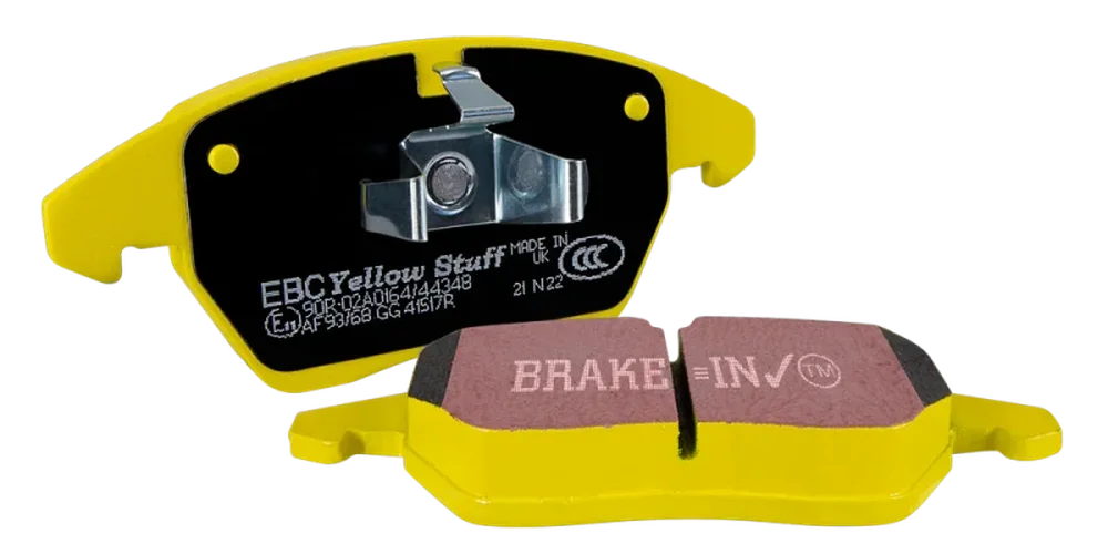 EBC 2023+ Toyota GR Corolla Yellowstuff Front Brake Pads - Side View