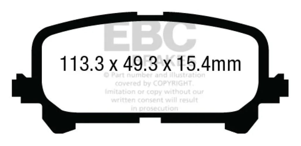 EBC 14+ Acura MDX 3.5 Yellowstuff Rear Brake Pads - Side View