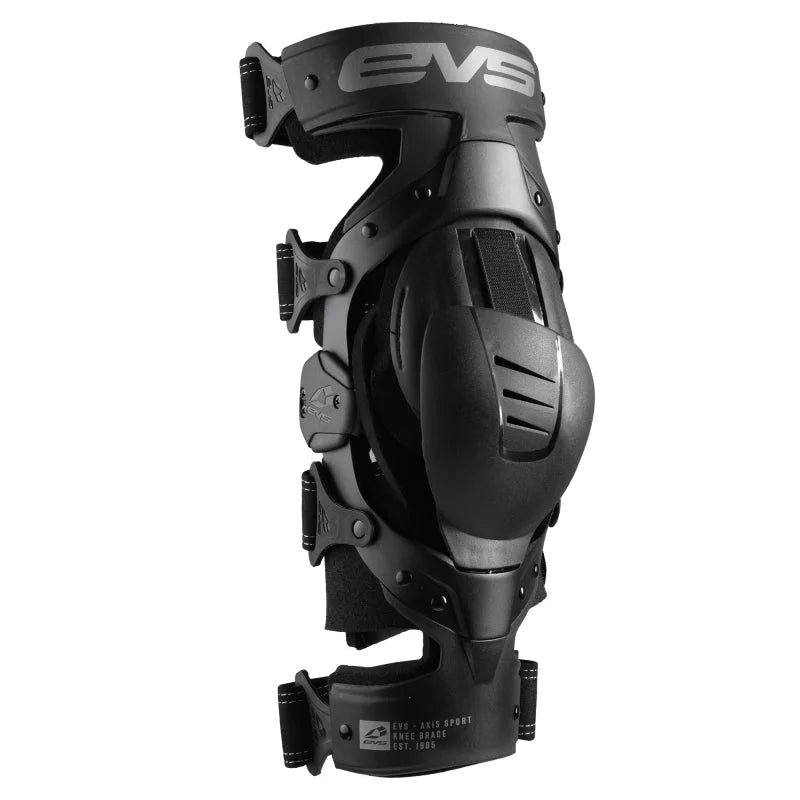 EVS Axis Sport Knee Brace Black/Black/Grey - Medium/Right - Side View
