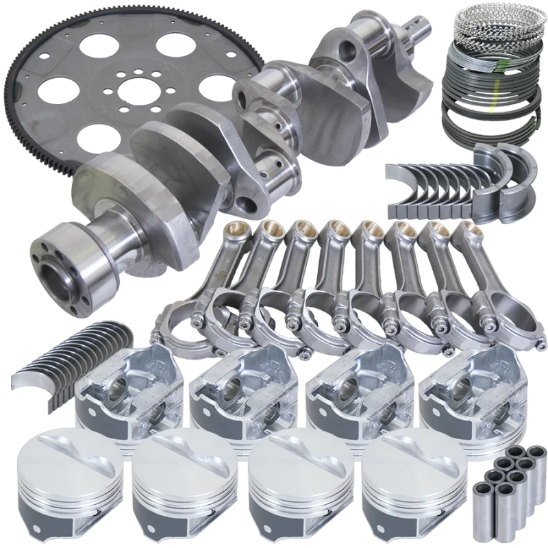 Eagle 1Pc 3.750in Crank 5.700in I-Beam Rods 4.000in Pistons 153 Tooth FP Balanced Assembly fits Chevrolet 350 - Side View
