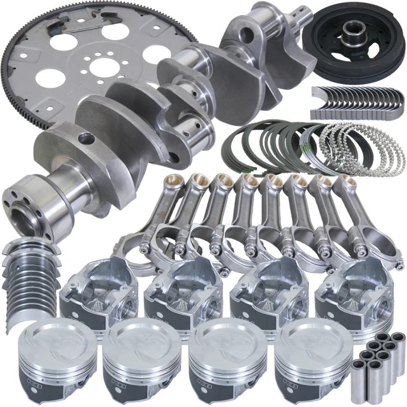 Eagle Chevy 350 1Pc 3.750in Crank 5.700in I-Beam Rod 4.040in Pistons 168 Tooth FP Balanced Assembly - Side View