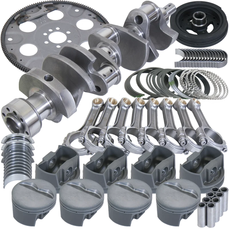 Eagle Chevy 350 1Pc 3.750in Crank 5.700in I-Beam Rods 4.030in Pistons 153 Tooth FP Balanced Assembly - Side View