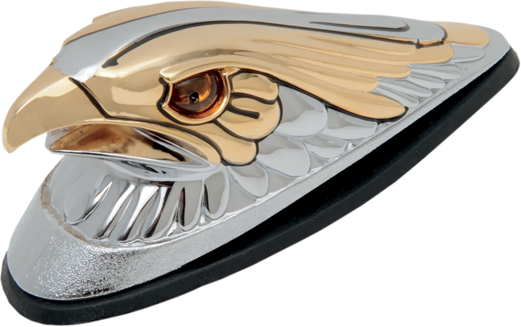 Eagle Head with Lights - Gold Eyes - Small - Chrome DragSpecialties 91-6608-BC312 - Side View
