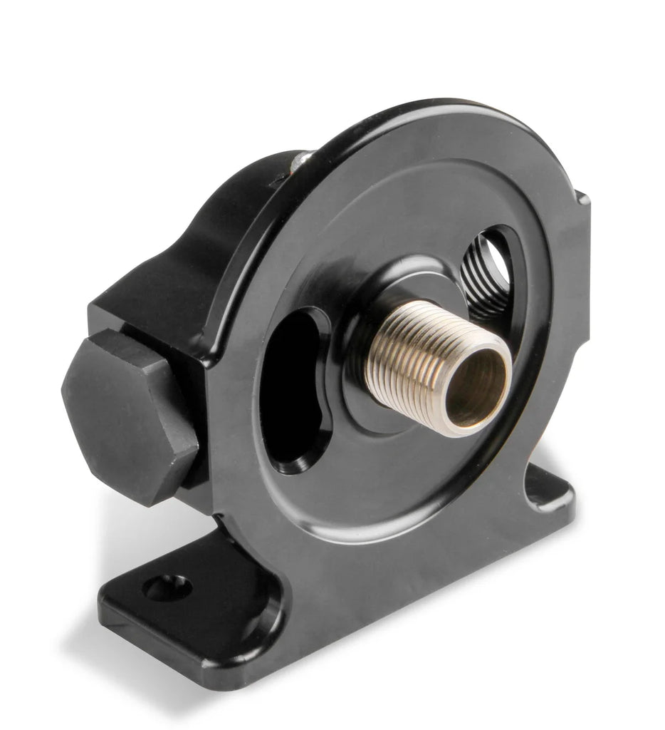 Earl's Performance Billet Remote Oil Filter Mount Kit, Black Anodized, 10 AN O-Ring Ports 2188ERL - Back View