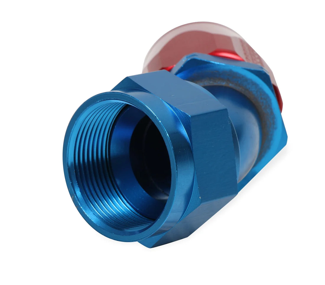 Earl's Performance Earls 45 Degree Auto-Fit Hose End AN -20 - Red/Blue 304620ERL - Detail View