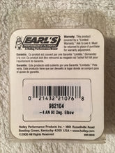 Load image into Gallery viewer, Earl's Performance Earl's 90 Degree -4 Male Elbow 982104ERL - Side View