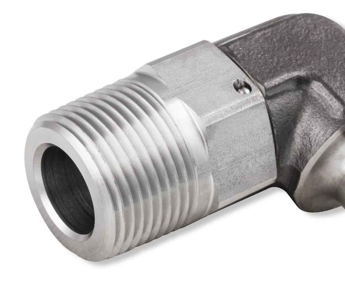 Earl's Performance Earl's 90 Degree 5/8" Hose to 3/4" NPT Male Elbow - with Swivel SS988409ERL - Side View