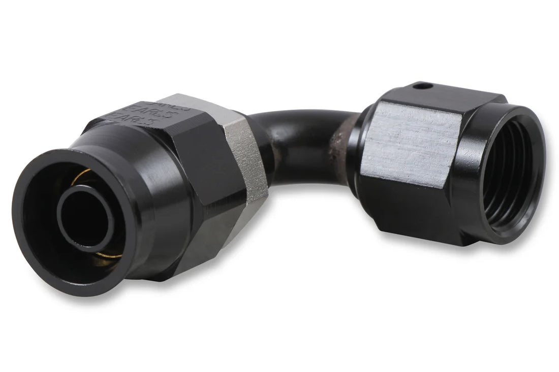 Earl's Performance Earl's Adj. Tube 90 Degree Speed-Seal Hose End, -3 Hose Size, 3 Nut Size AT609233ERL - Back View