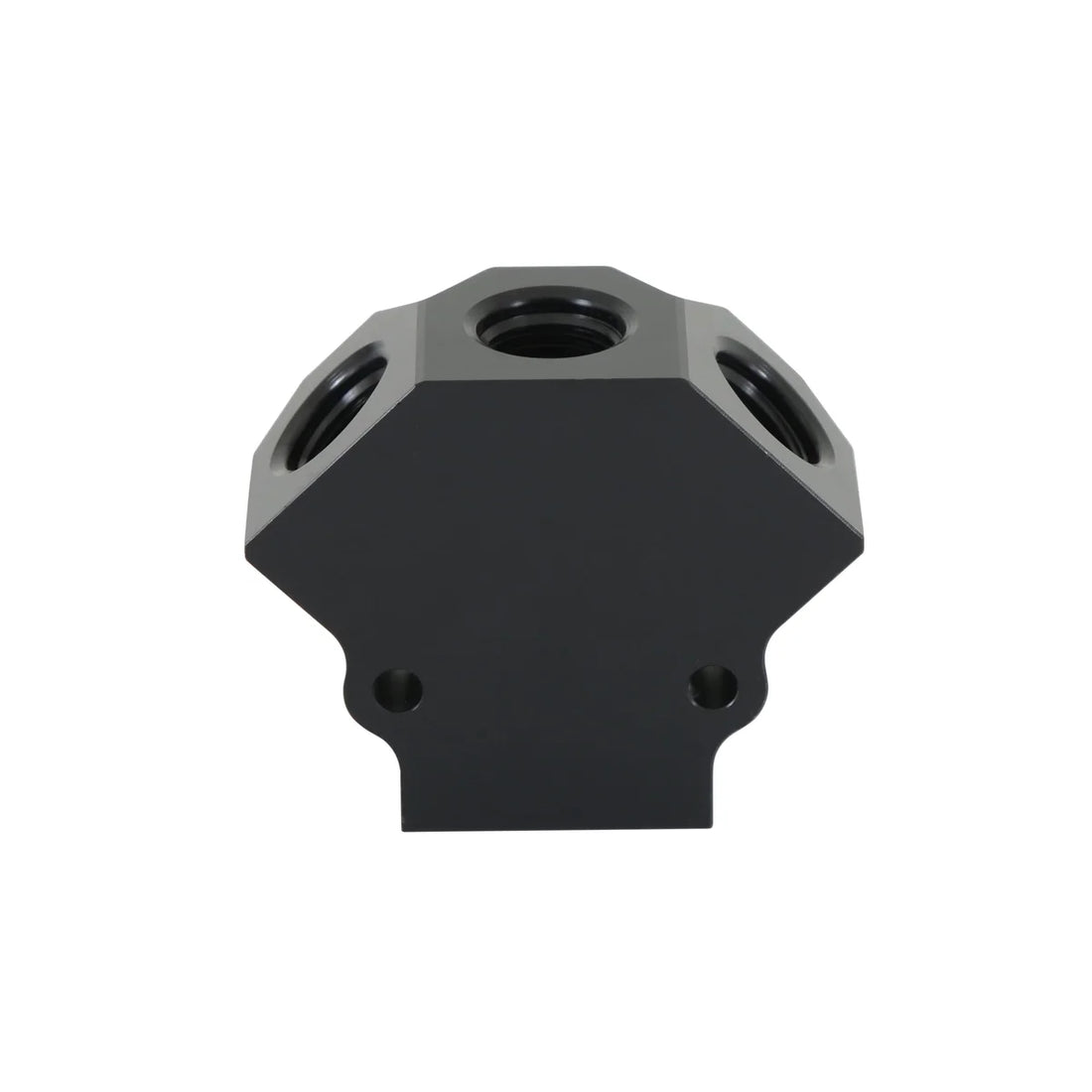 Earl's Performance Earl's Distribution Block 8 AN O-Ring Inlet x (3) 6 AN O-Ring Outlets 100168ERL - Side View