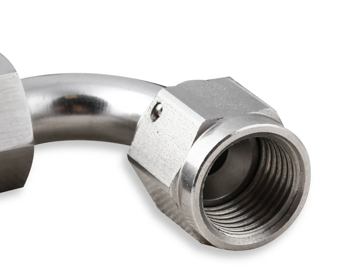 Earl's Performance Earls Power Steering Hose End - 120 Degree -6 AN - Stainless Steel SS131206ERL - Side View