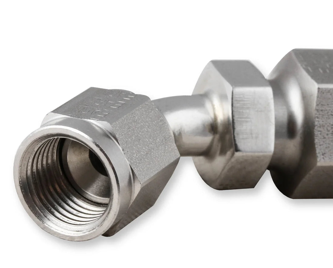 Earl's Performance Earls Power Steering Hose End - 45 Degree -6 AN - Stainless Steel SS134606ERL - Detail View