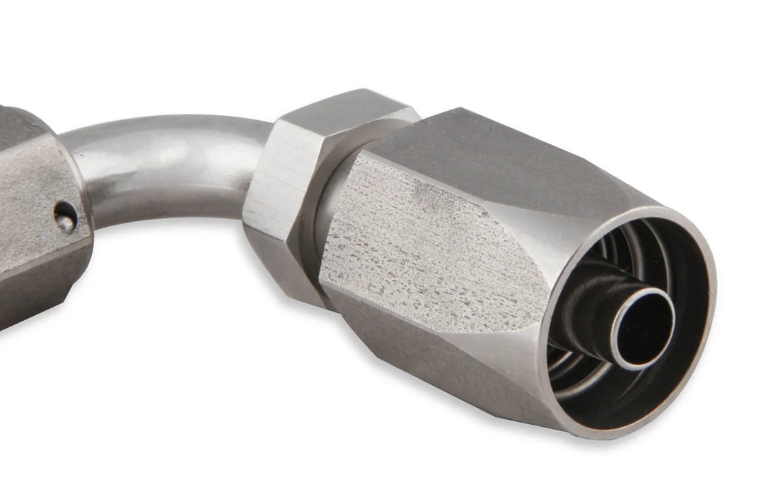 Earl's Performance Earls Power Steering Hose End - 90 Degree -6 AN - Stainless Steel SS139106ERL - Side View