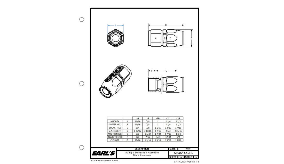 Earl's Performance Earls Straight Swivel-Seal® Hose End AN -6 - Black AT800106ERL - Additional View 5