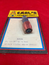 Load image into Gallery viewer, Earl's Performance Earls Straight Swivel-Seal® Hose End -1/4" NPT Male to -6 Hose - Red/Blue 820106ERL - Side View