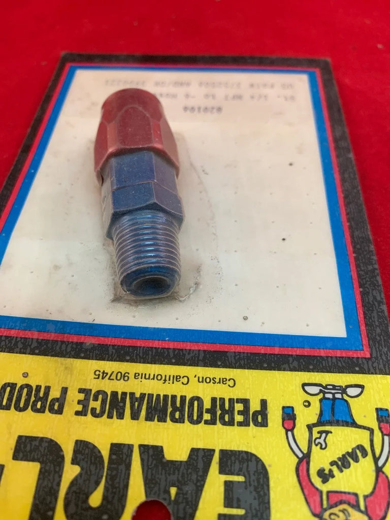 Earl's Performance Earls Straight Swivel-Seal® Hose End -1/4" NPT Male to -6 Hose - Red/Blue 820106ERL - Installation View