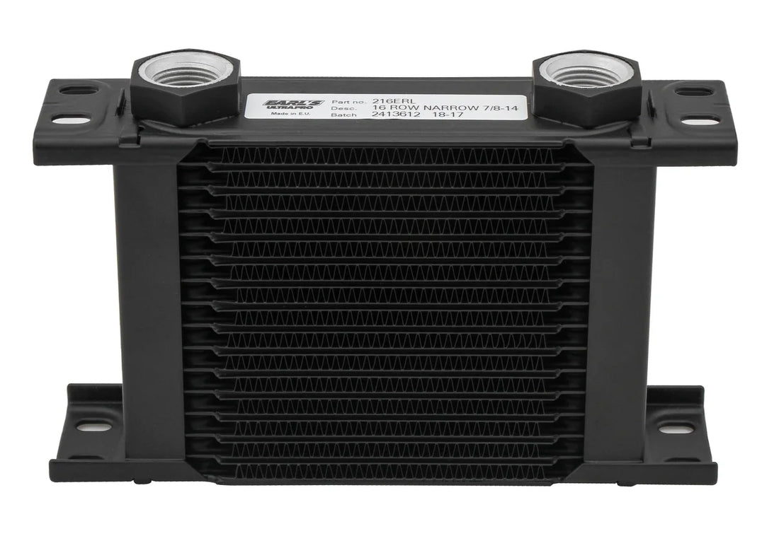 Earl's Performance Earl's UltraPro Oil Cooler - Black - 16 Rows - Narrow Cooler 216ERL - Side View