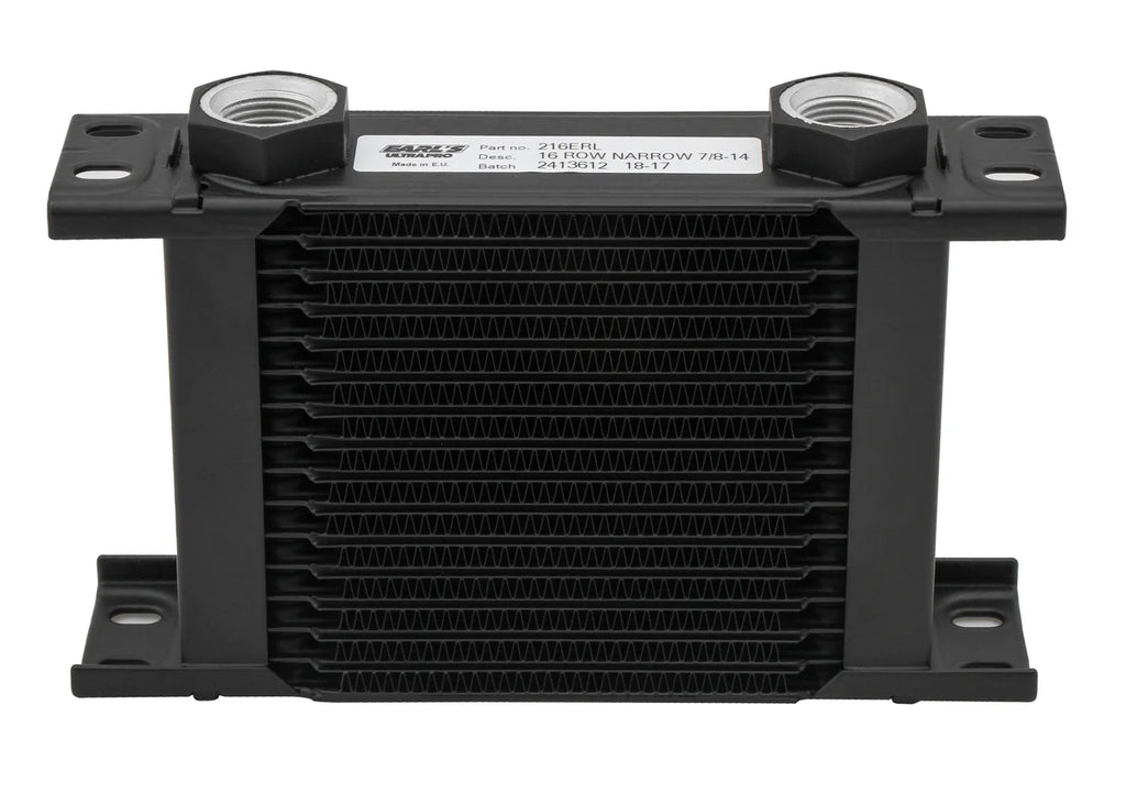 Earl's Performance Earl's UltraPro Oil Cooler - Black - 16 Rows - Narrow Cooler 216ERL - Side View