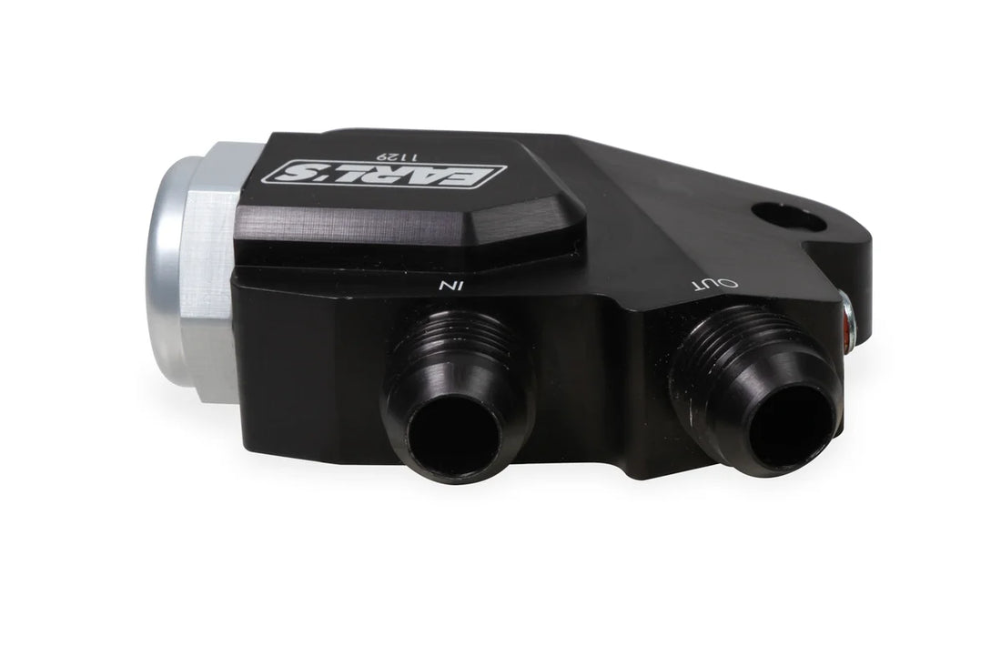 Earl's Performance Gen V LT Side Mount Oil Cooler Adapter w/180 Degree Thermostat 1129ERL - Side View