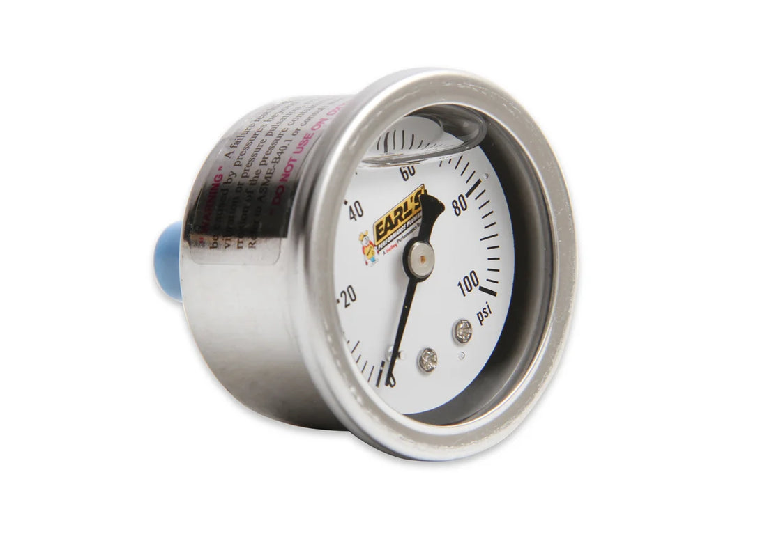 Earl's Performance Oil-Filled - 0-100 PSI - 1/8" NPT Male Thread 100187ERL - Back View