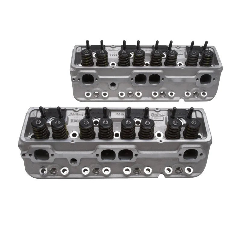 Edelbrock 1Pr Cyl Head E-210 SBC 64cc Perf RPM (Complete Pair) - Back View